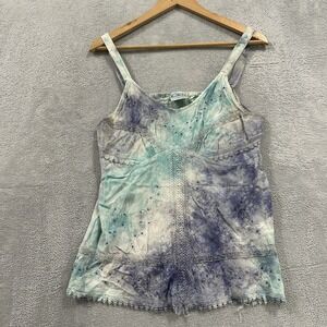 LSI Tank Top Shirt Women Large Blue Sleeveless Indie Y2K Boho Beach